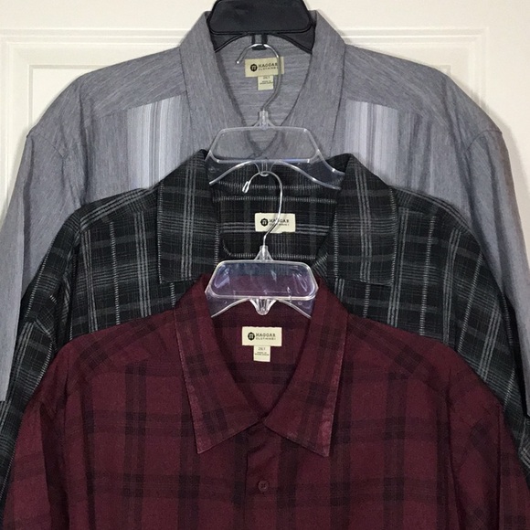 Haggar Men’s Big & Tall Short Sleeve Button-up Shirts, Lot of 3, 2XLT - Picture 1 of 15